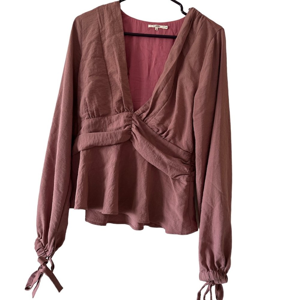 Tularosa Blouse Pink Deep V Neck